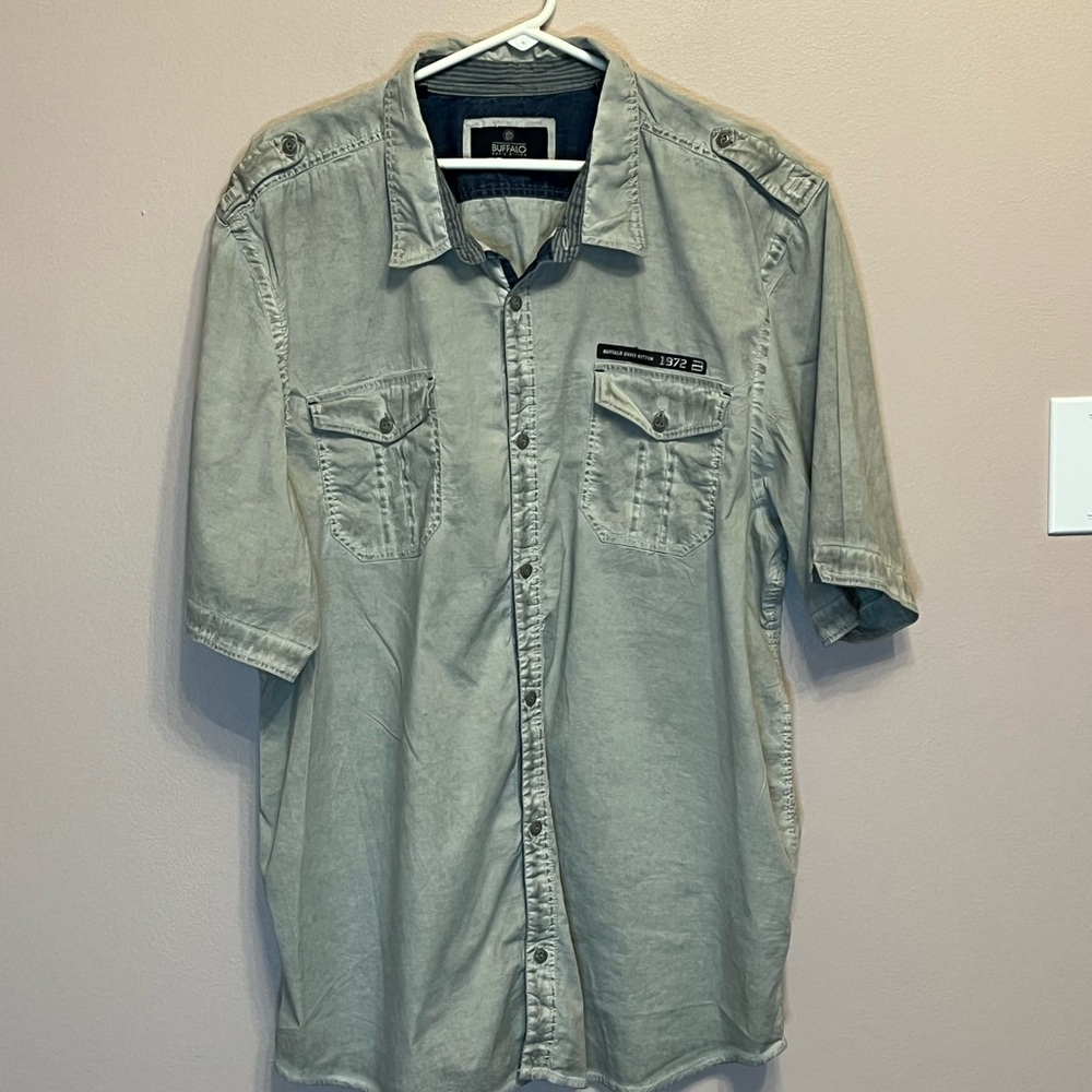 Buffalo David Bitton Light Gray Casual Button-Down Shirt